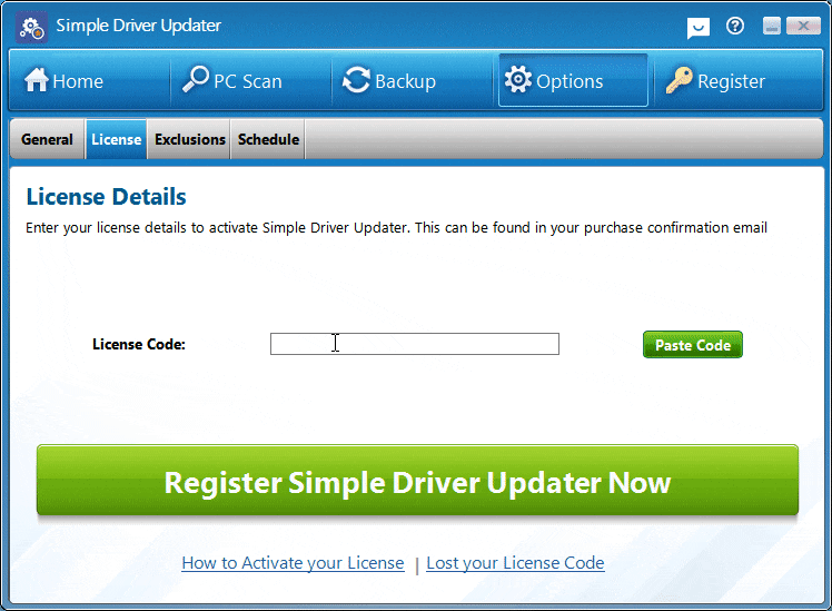 driver support registration key code
